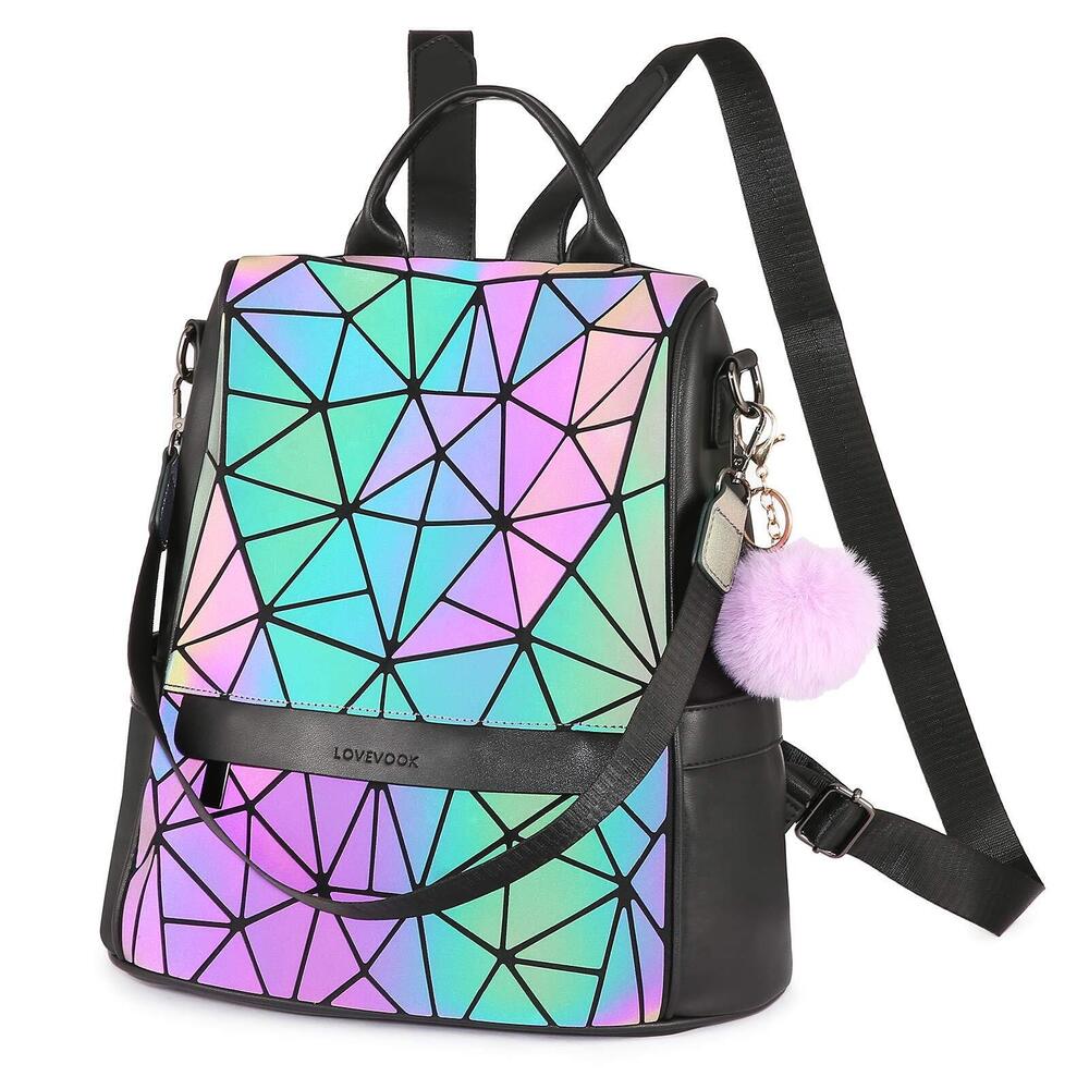 7085 Geometric Luminous Purses and Handbags Holographic Reflective Bag